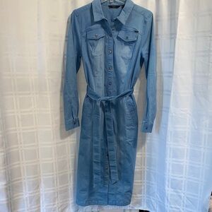 G.I.L.I. Long Blue Denim Shirt Dress Jacket Size 12